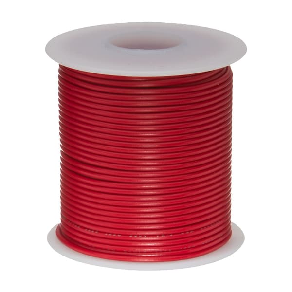 Primary Wire, Hook Up; GPT, 16 AWG, 1C C, Red, PVC, Stranded, 60V, 25 ft.